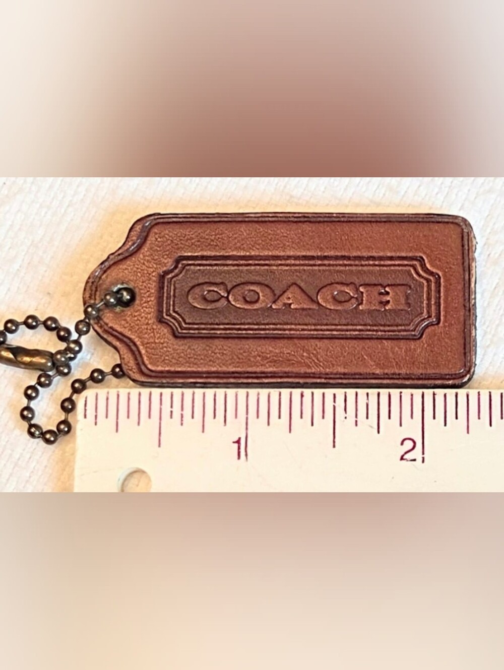 COACH Two sided embossed brown embosed hang tag key fob - Picture 3 of 3